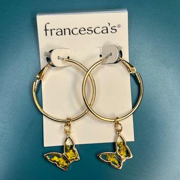 Francesca's Collections Jewelry - Francesca's Gold Butterfly Hoop Earrings